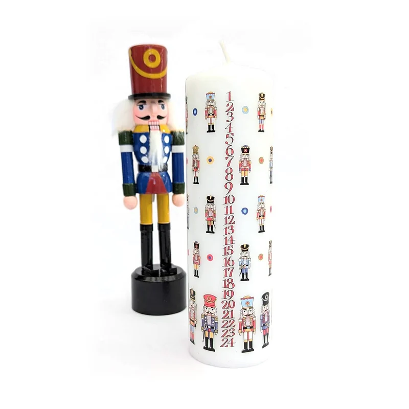 Nutcracker Soldier Christmas Advent Candle | Christmas Pillar Candle - 20cm