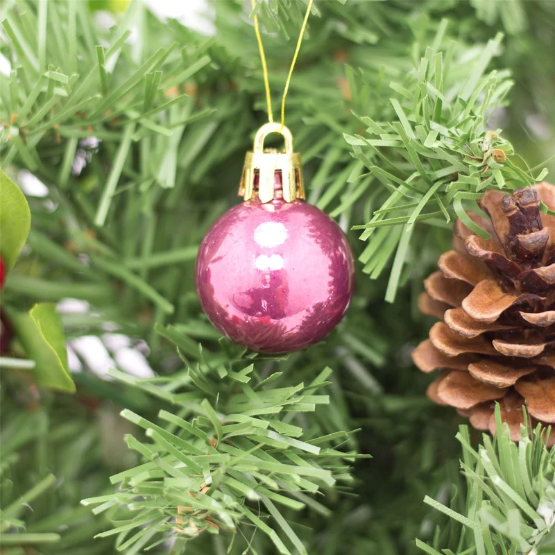 24 Piece Pink Mini Christmas Baubles | Christmas Tree Decorations | Pink Xmas Baubles Christmas Decor