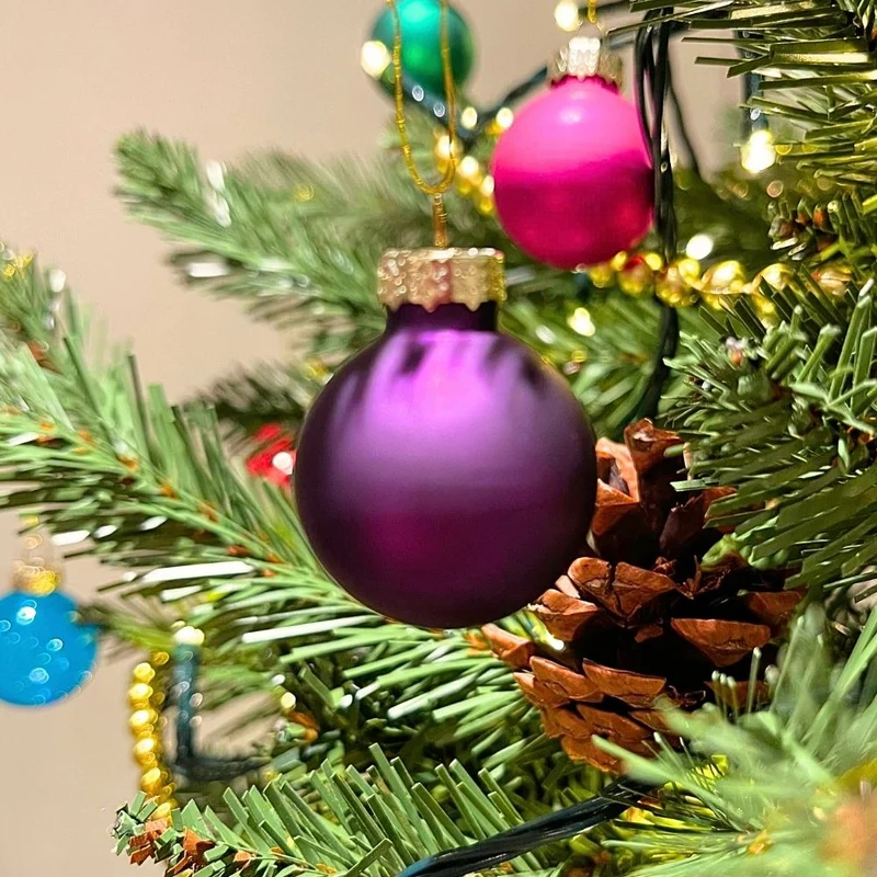 Box Of 25 Multicoloured Mini Glass Christmas Baubles Tree Decorations - 3.5cm