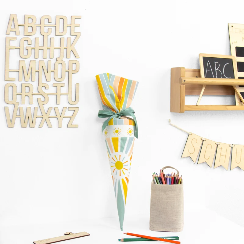 Geschwister Schultüte auch DIY aus Stoff - Hello Sunshine - pistazie