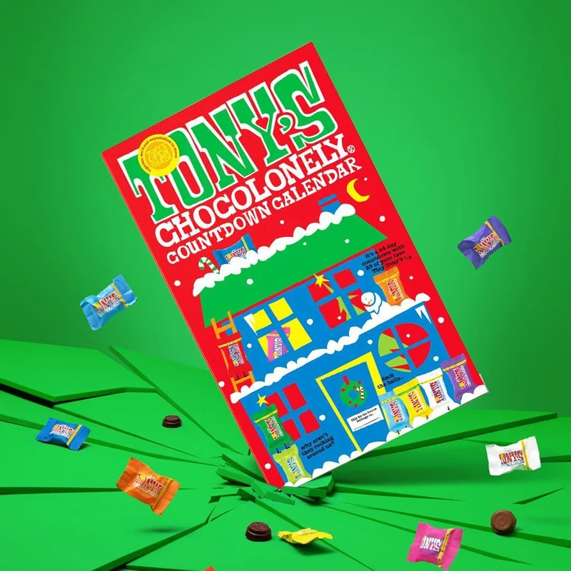 Tonys Chocolonely Fairtrade Chocolate Advent Calendar with 10 Delicious Flavours