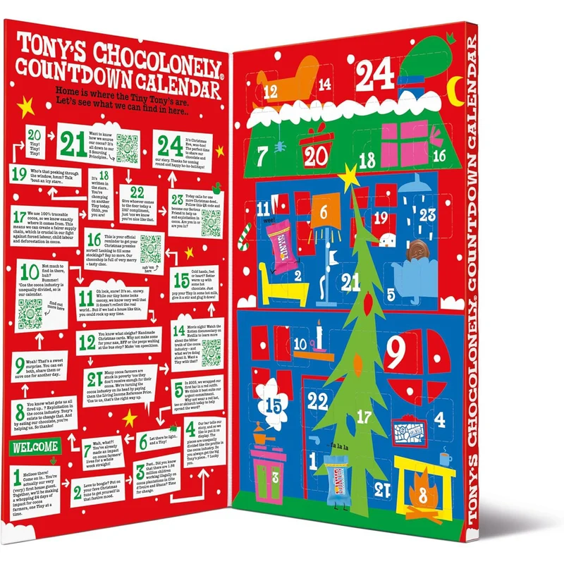 Tonys Chocolonely Fairtrade Chocolate Advent Calendar with 10 Delicious Flavours