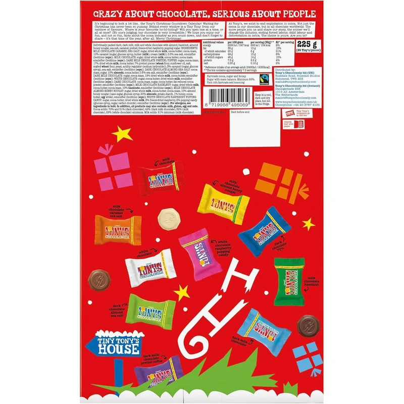 Tonys Chocolonely Fairtrade Chocolate Advent Calendar with 10 Delicious Flavours