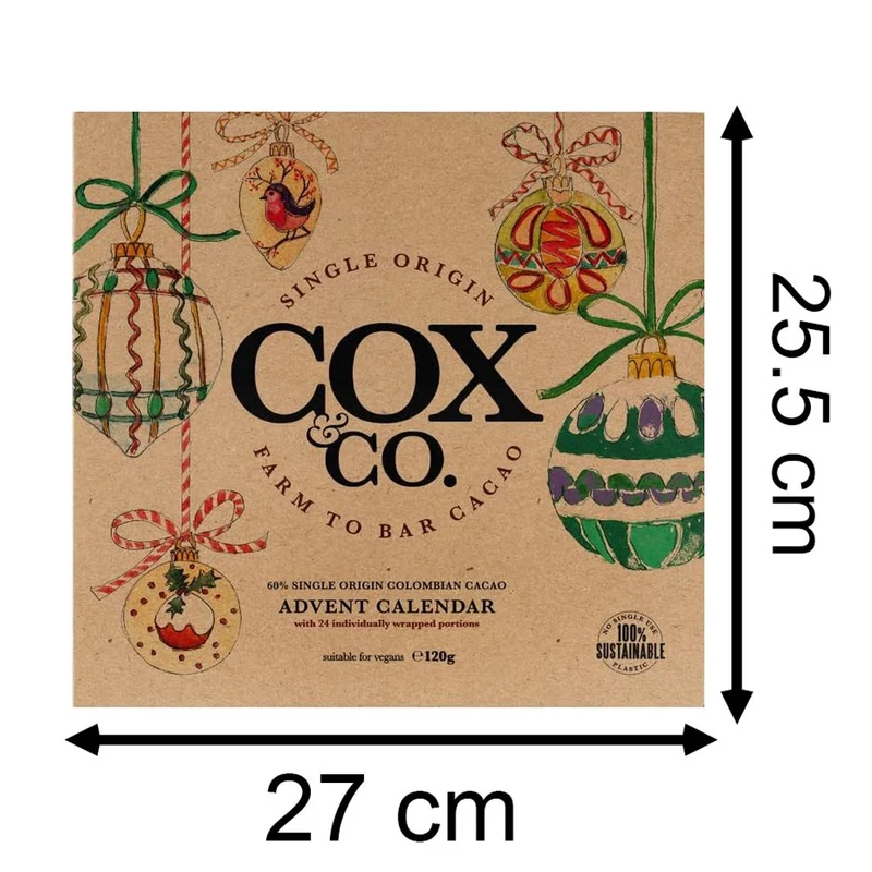 Cox & Co. 60% Single-Origin Dark Chocolate Christmas Advent Calendar for Adults