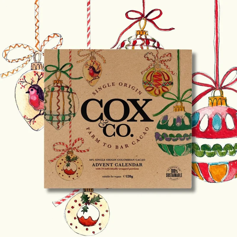 Cox & Co. 60% Single-Origin Dark Chocolate Christmas Advent Calendar for Adults