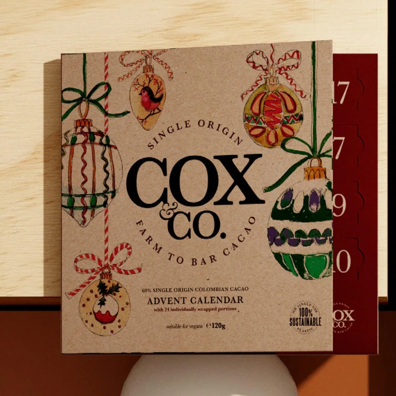 Cox & Co. 60% Single-Origin Dark Chocolate Christmas Advent Calendar for Adults
