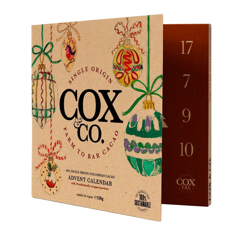 Cox & Co. 60% Single-Origin Dark Chocolate Christmas Advent Calendar for Adults