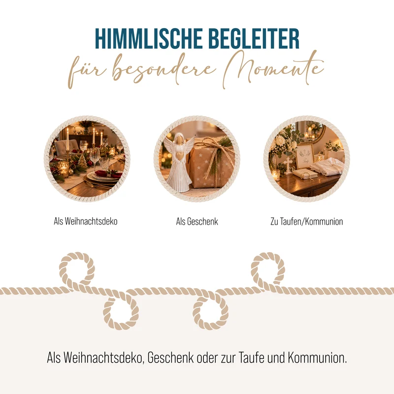 Engel Figur aus Porzellan mit Herz – Weiß, 18 cm Schutzengel
