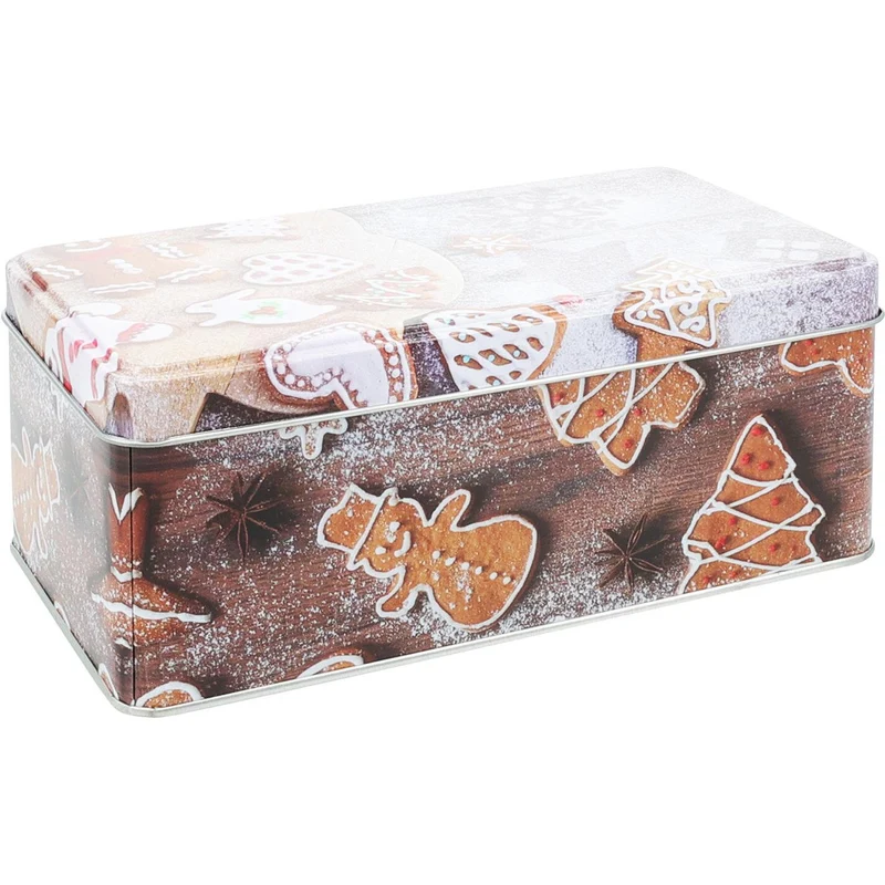 Set of 3 Gingerbread Christmas Storage Tins | Festive Rectangle Nesting Tins
