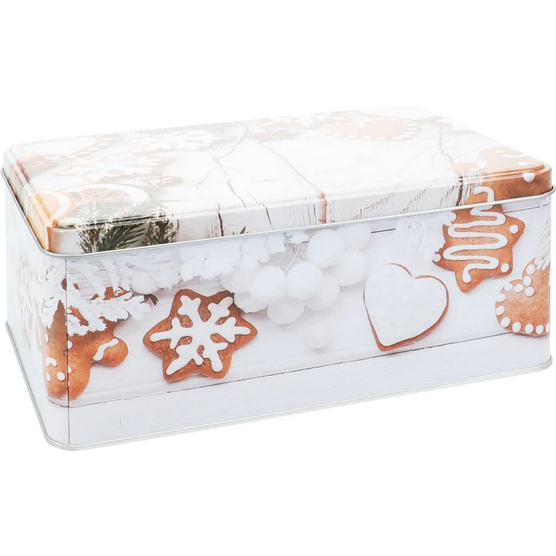 Set of 3 Gingerbread Christmas Storage Tins | Festive Rectangle Nesting Tins