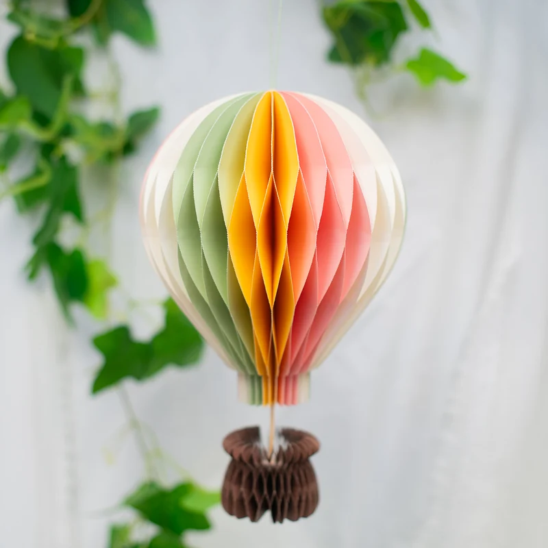 Hänge-Deko Heißluftballon Wabenball aus Papier Bunt