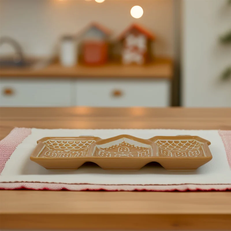 Gingerbread House Trio Ceramic Serving Platter | Christmas Serving Dish - 33cm