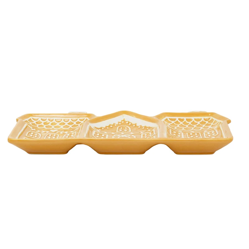 Gingerbread House Trio Ceramic Serving Platter | Christmas Serving Dish - 33cm