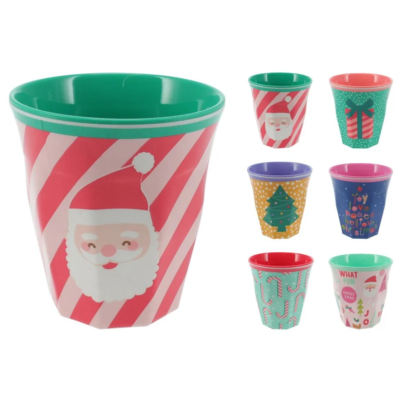 Set of 6 Children's Christmas Beaker | Festive Kids Cup with Christmas Character Design | Plastic Tumbler - 290ml