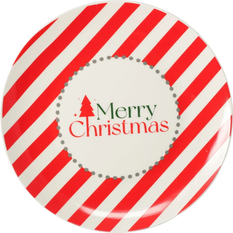 Set of 4 Christmas Ceramic Plates | Fun Festive Design for Snacks, Desserts & Santa’s Treats | Bright Christmas Tableware - 20cm