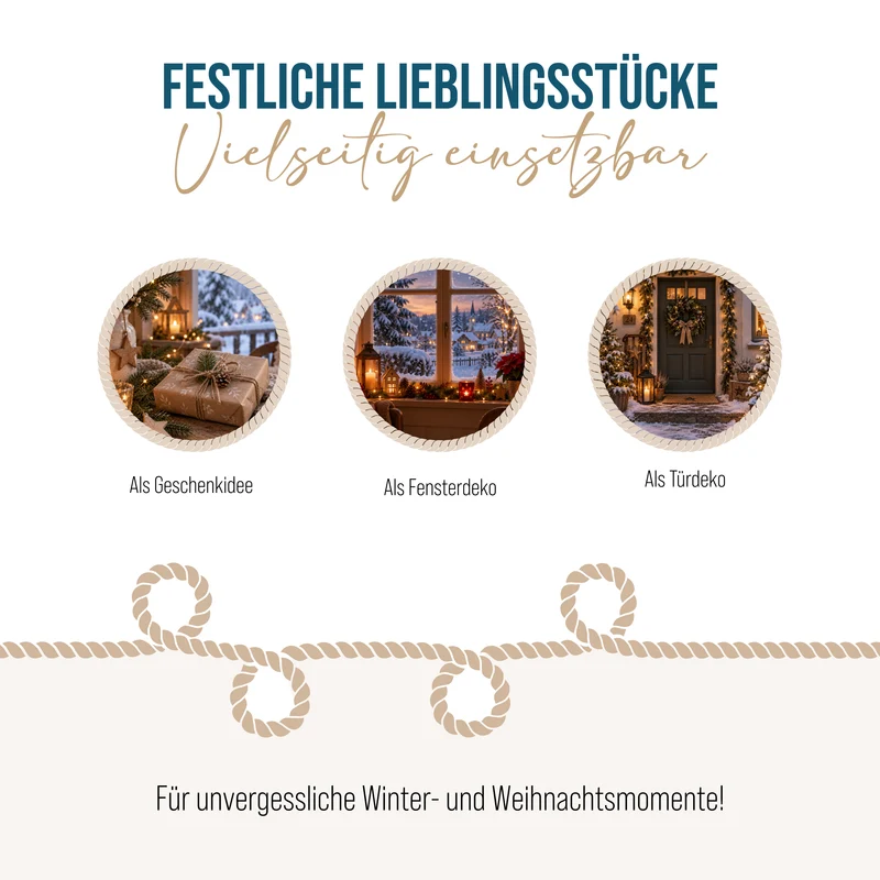 2er Set Weihnachtsanhänger Ring Hirsch und Reh Holz ca. 15 cm