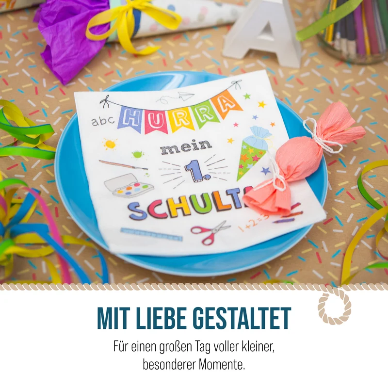 Servietten Hurra mein 1. Schultag 20er Set 16 x 16 cm