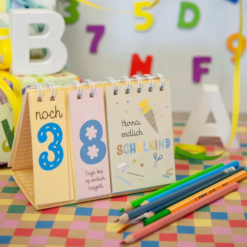 Tischkalender Countdown Schulstart und Ferien ca. 15 × 10 cm
