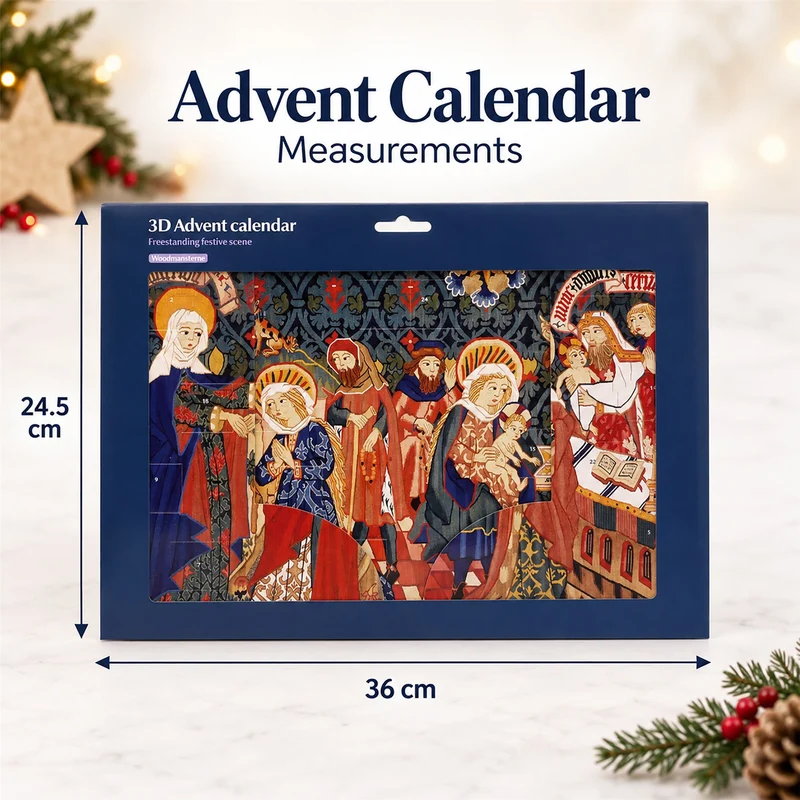 Traditional Nativity Tapestry 3D Christmas Advent Calendar, 24 Doors