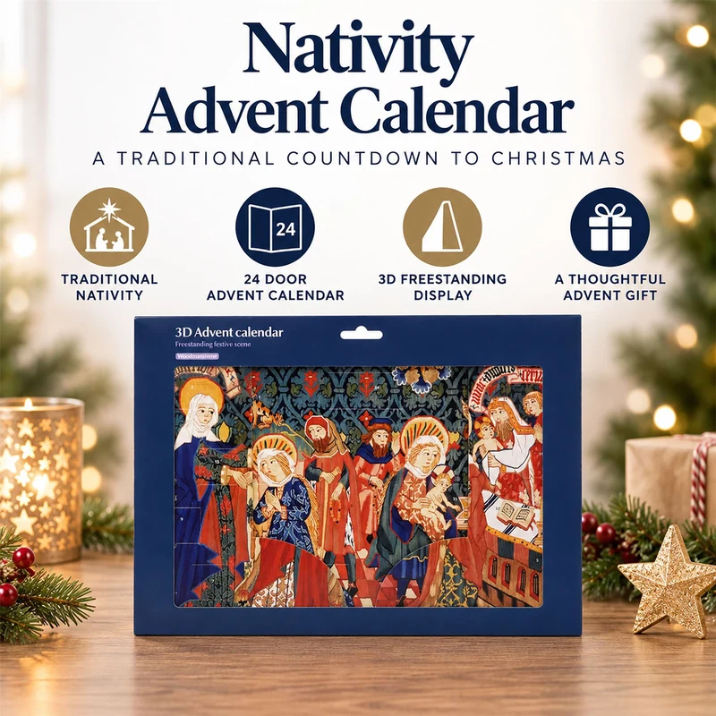 Traditional Nativity Tapestry 3D Christmas Advent Calendar, 24 Doors