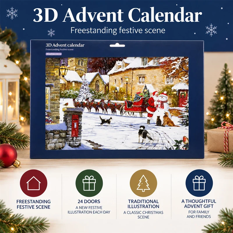Village Delight 3D Christmas Advent Calendar, Freestanding, Illustrated