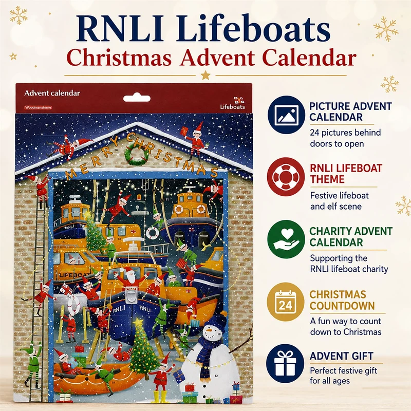 RNLI Lifeboats Christmas Advent Calendar, 24-Door Picture Calendar