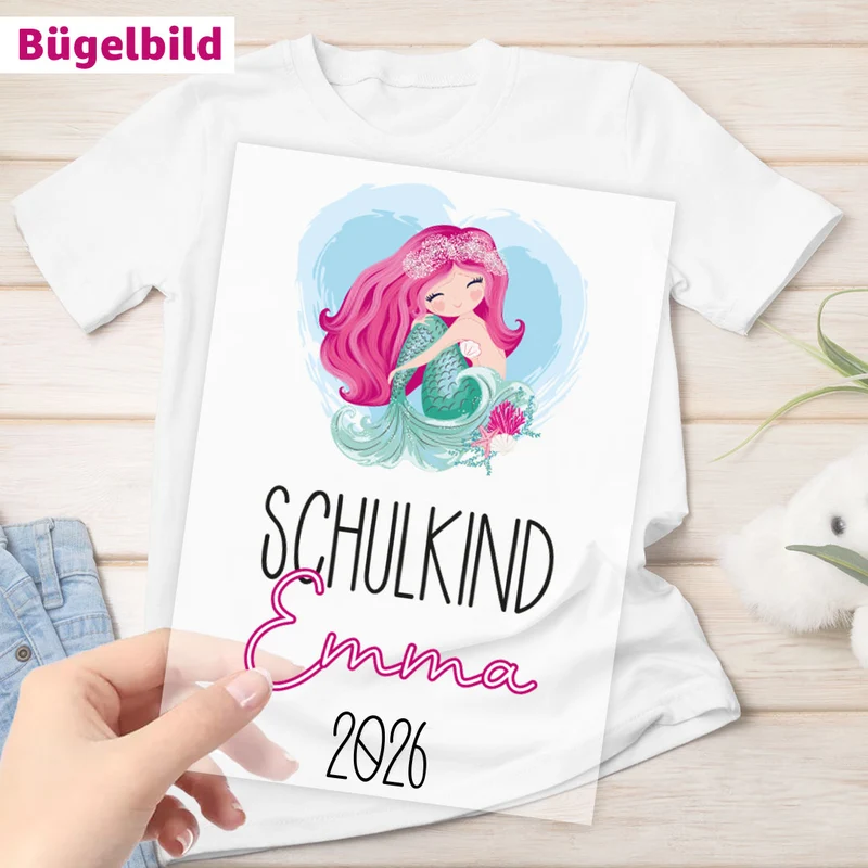 Bügelbild - Schulkind - Wunschname & Wunschjahr - Meeresrauschen