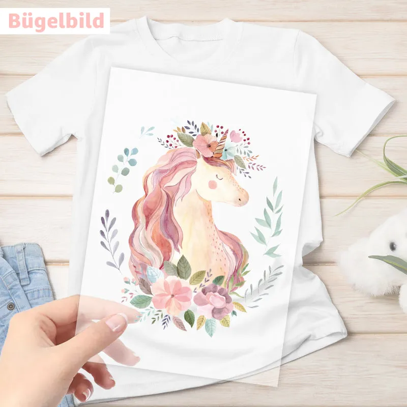 Bügelbild - Schulkind - Wunschname & Wunschjahr - Lovely Unicorn