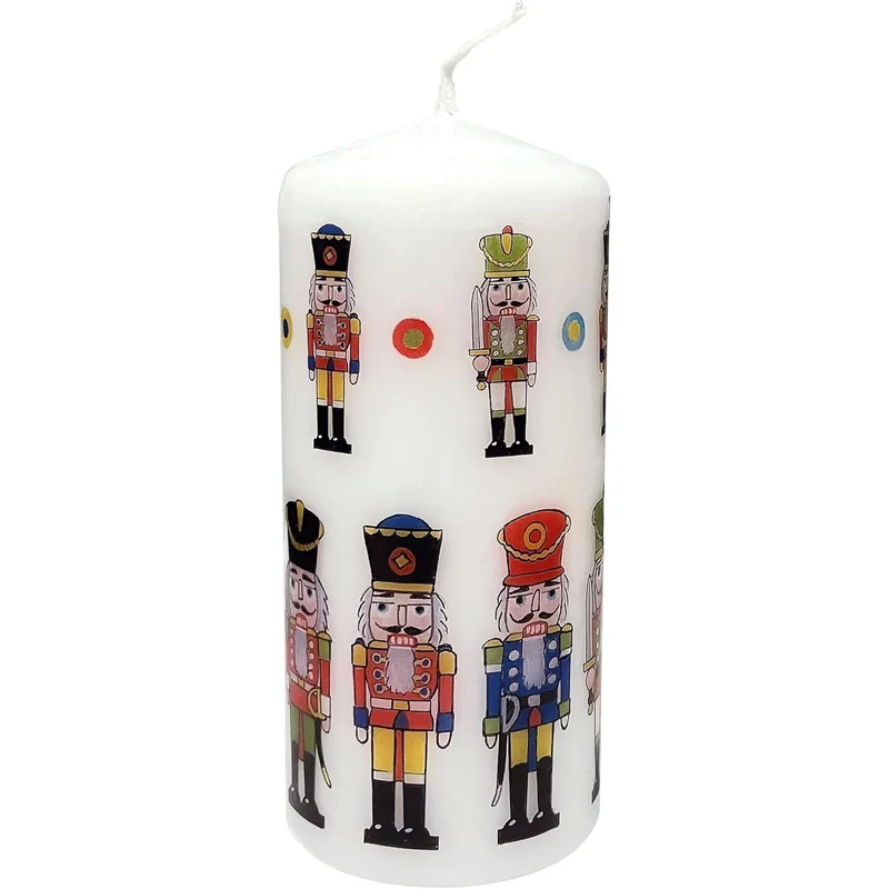 Nutcracker Christmas Pillar Candle | Festive Candle Nutcracker Design - 13cm
