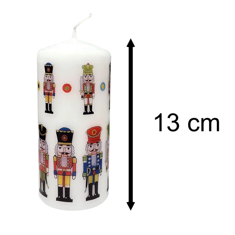 Nutcracker Christmas Pillar Candle | Festive Candle Nutcracker Design - 13cm