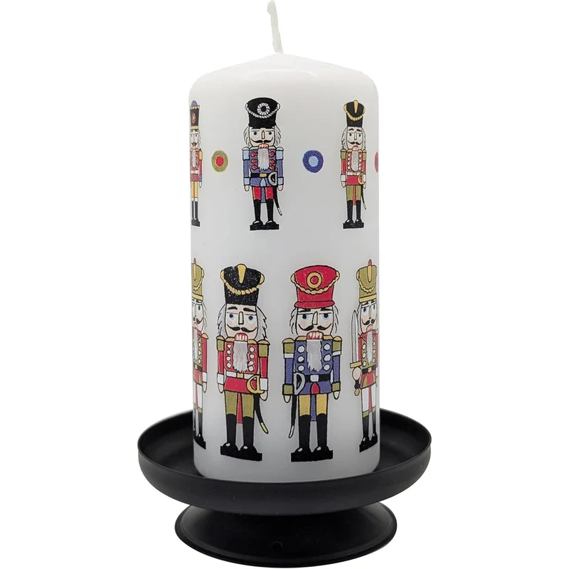 Nutcracker Christmas Pillar Candle | Festive Candle Nutcracker Design - 13cm