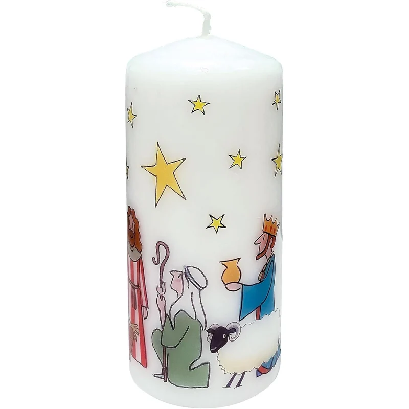 The Nativity Christmas Pillar Candle | Festive Candle with Wise Men - 13cm