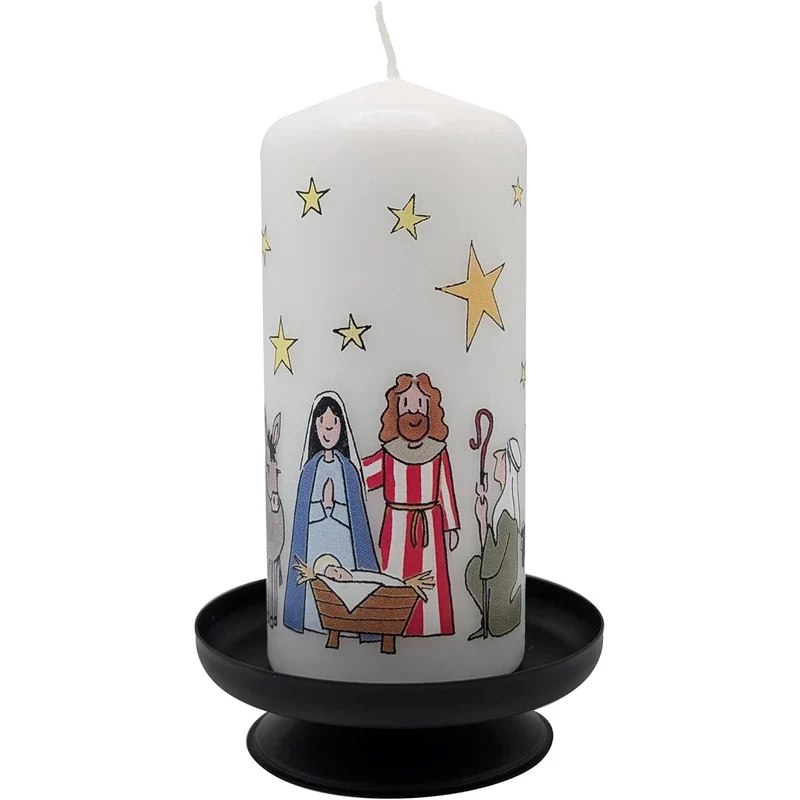 The Nativity Christmas Pillar Candle | Festive Candle with Wise Men - 13cm