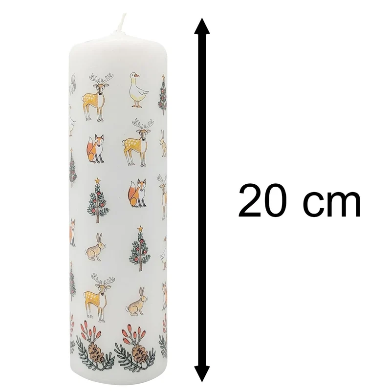 Winter Wildlife Advent Pillar Candle | Christmas Advent Calendar Candle - 20cm