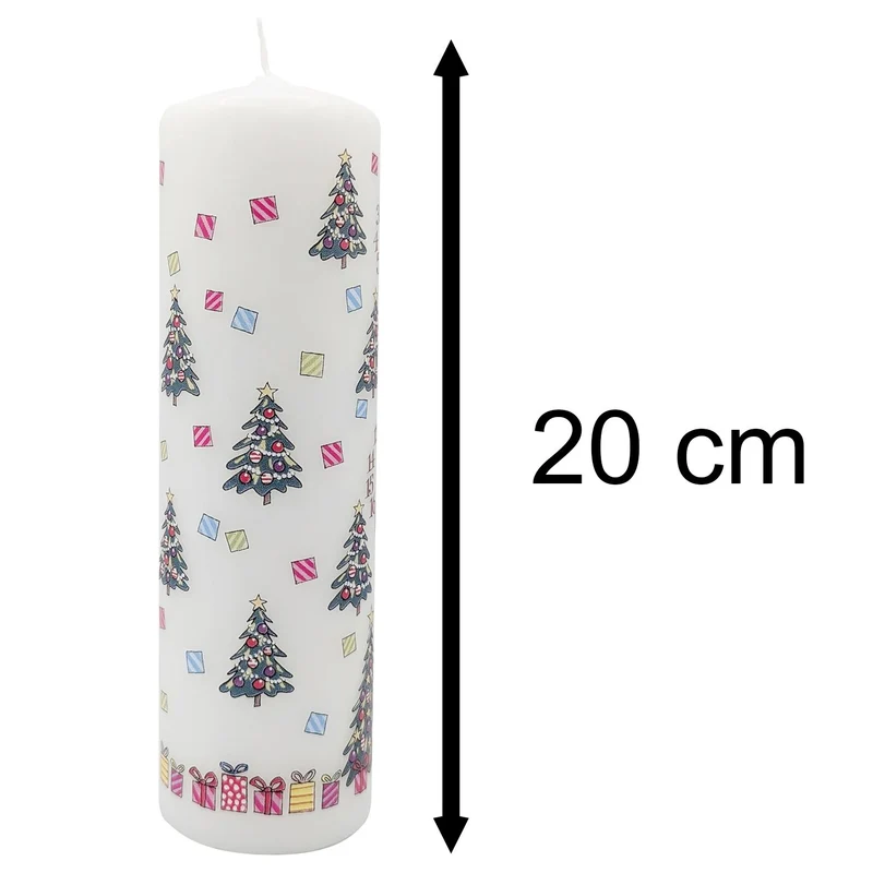 Christmas Trees Advent Pillar Candle | Christmas Advent Calendar Candle - 20cm