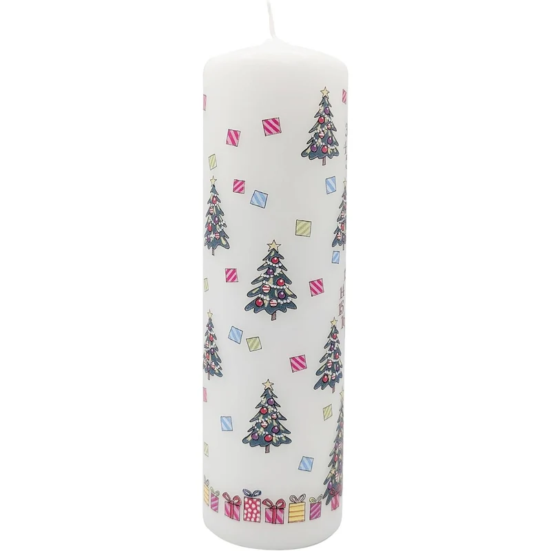 Christmas Trees Advent Pillar Candle | Christmas Advent Calendar Candle - 20cm