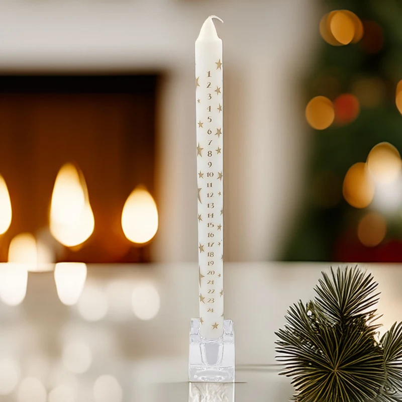 Gold Star Advent Dinner Candle | Numbered Christmas Calendar Candle - 29cm
