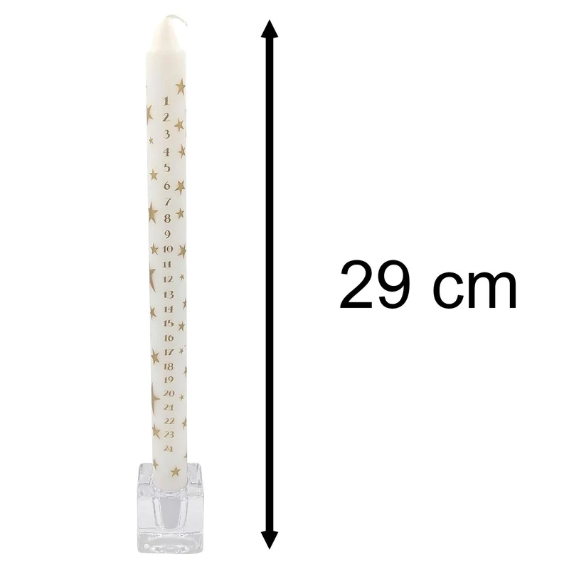 Gold Star Advent Dinner Candle | Numbered Christmas Calendar Candle - 29cm