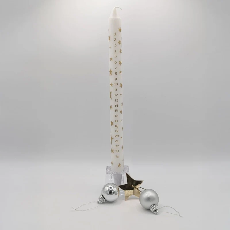 Gold Star Advent Dinner Candle | Numbered Christmas Calendar Candle - 29cm
