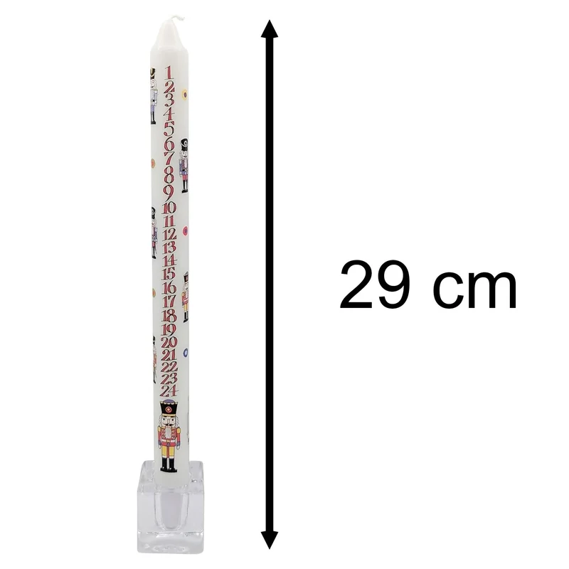 Nutcracker Soldier Advent Dinner Candle | Christmas Calendar Candle - 29cm