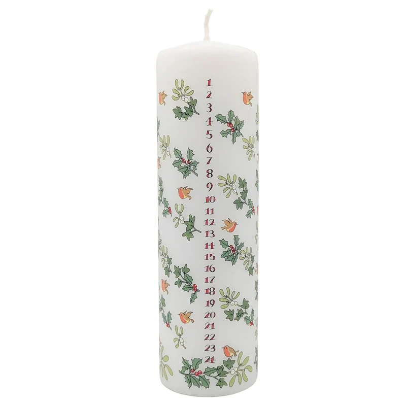 Holly and the Ivy Advent Pillar Candle | Christmas Advent Calendar Candle - 20cm