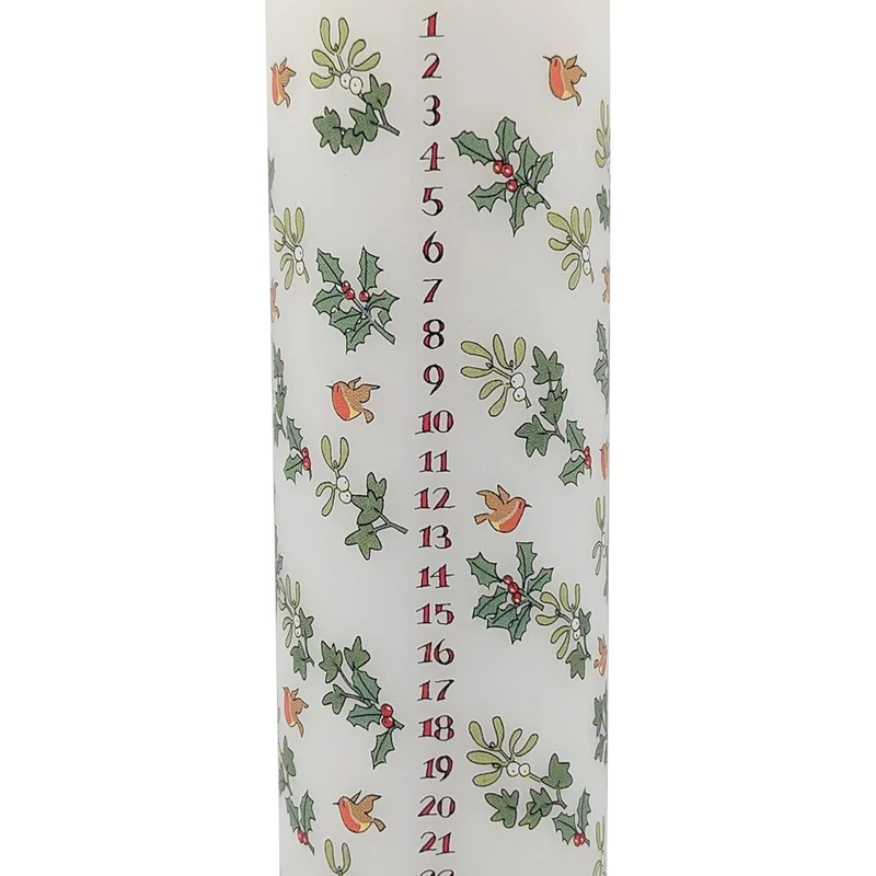 Holly and the Ivy Advent Pillar Candle | Christmas Advent Calendar Candle - 20cm