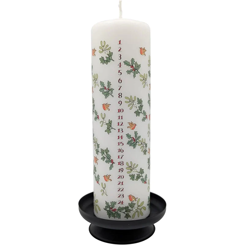 Holly and the Ivy Advent Pillar Candle | Christmas Advent Calendar Candle - 20cm