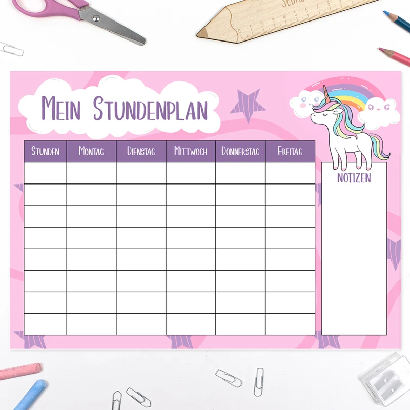 Stundenplan - Regenbogen Einhorn