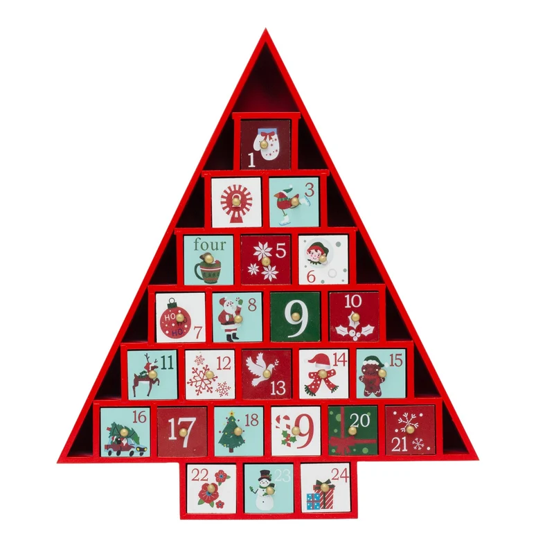 Red Wooden Christmas Tree Advent Calendar | Fill Your Own Advent Calendar