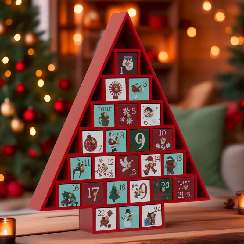 Red Wooden Christmas Tree Advent Calendar | Fill Your Own Advent Calendar
