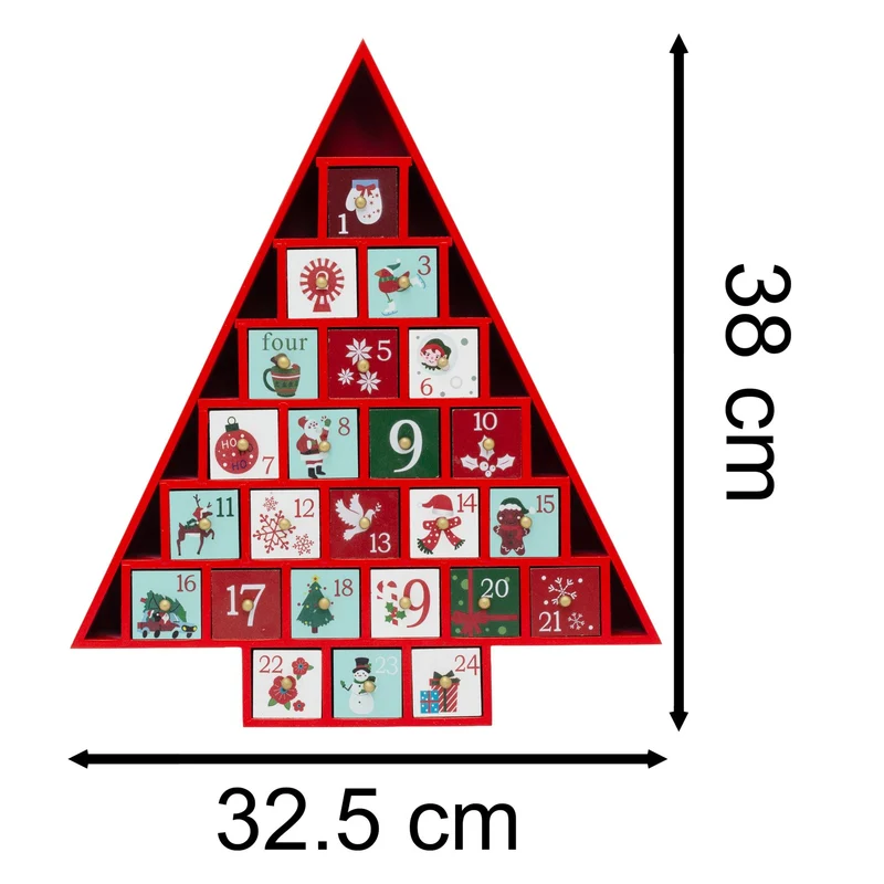 Red Wooden Christmas Tree Advent Calendar | Fill Your Own Advent Calendar