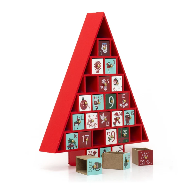 Red Wooden Christmas Tree Advent Calendar | Fill Your Own Advent Calendar