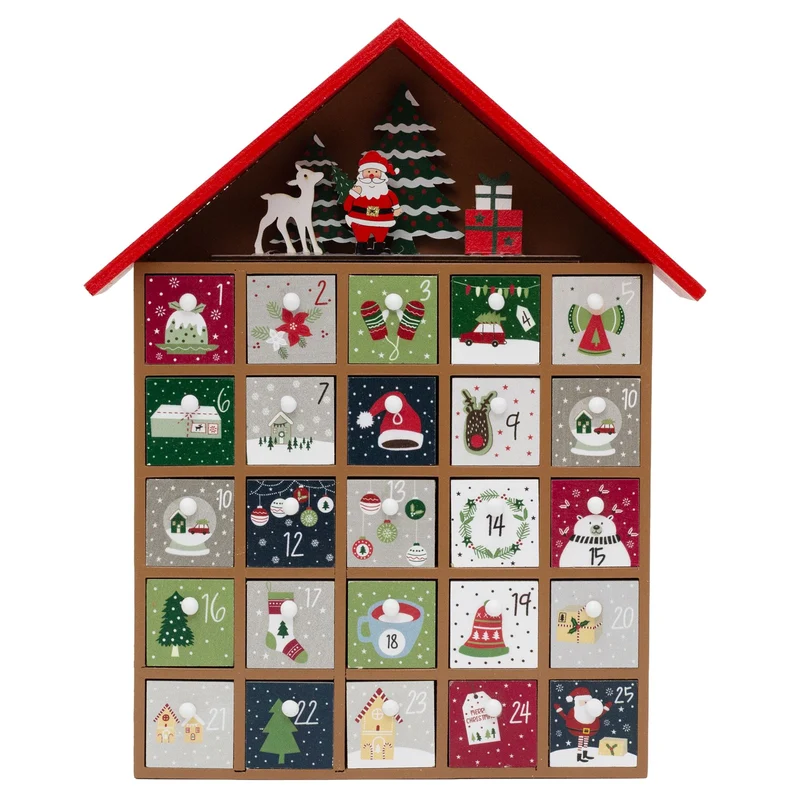 Red House Christmas Advent Calendar | Wooden Fill Your Own Advent Calendar