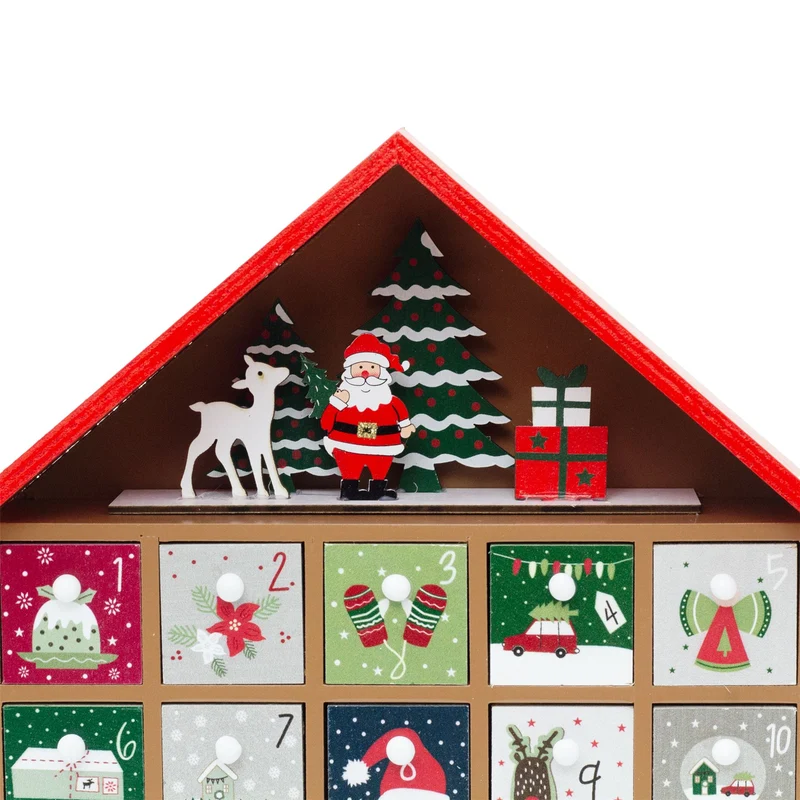 Red House Christmas Advent Calendar | Wooden Fill Your Own Advent Calendar